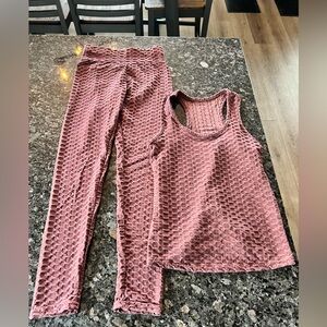 Waffle textured 2 piece tank top and legging set